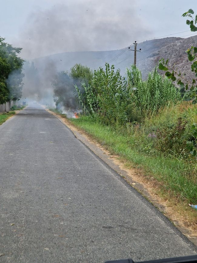 Fire by the roadside in Albania