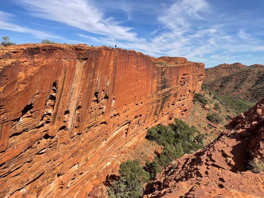 Hiker on a steep cliff (South Rim)