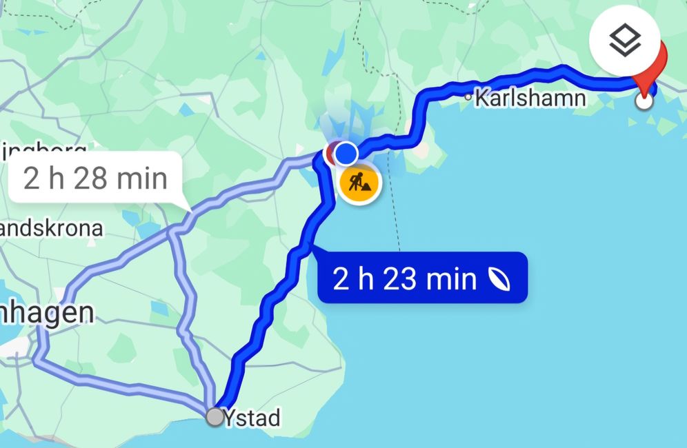 Notre parcours d'aujourd'hui Ystad - Karlskrona