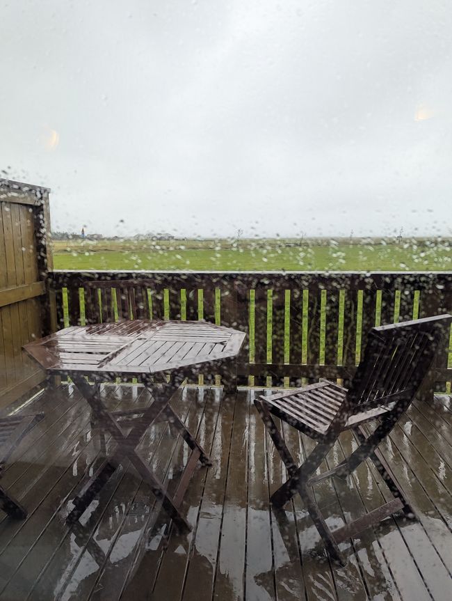 Sonnenterrasse im Regen