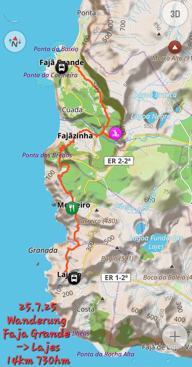 25.7 25 Santa Cruz, Wanderung Faja Grande->Lajes, 14 km, 730hm.