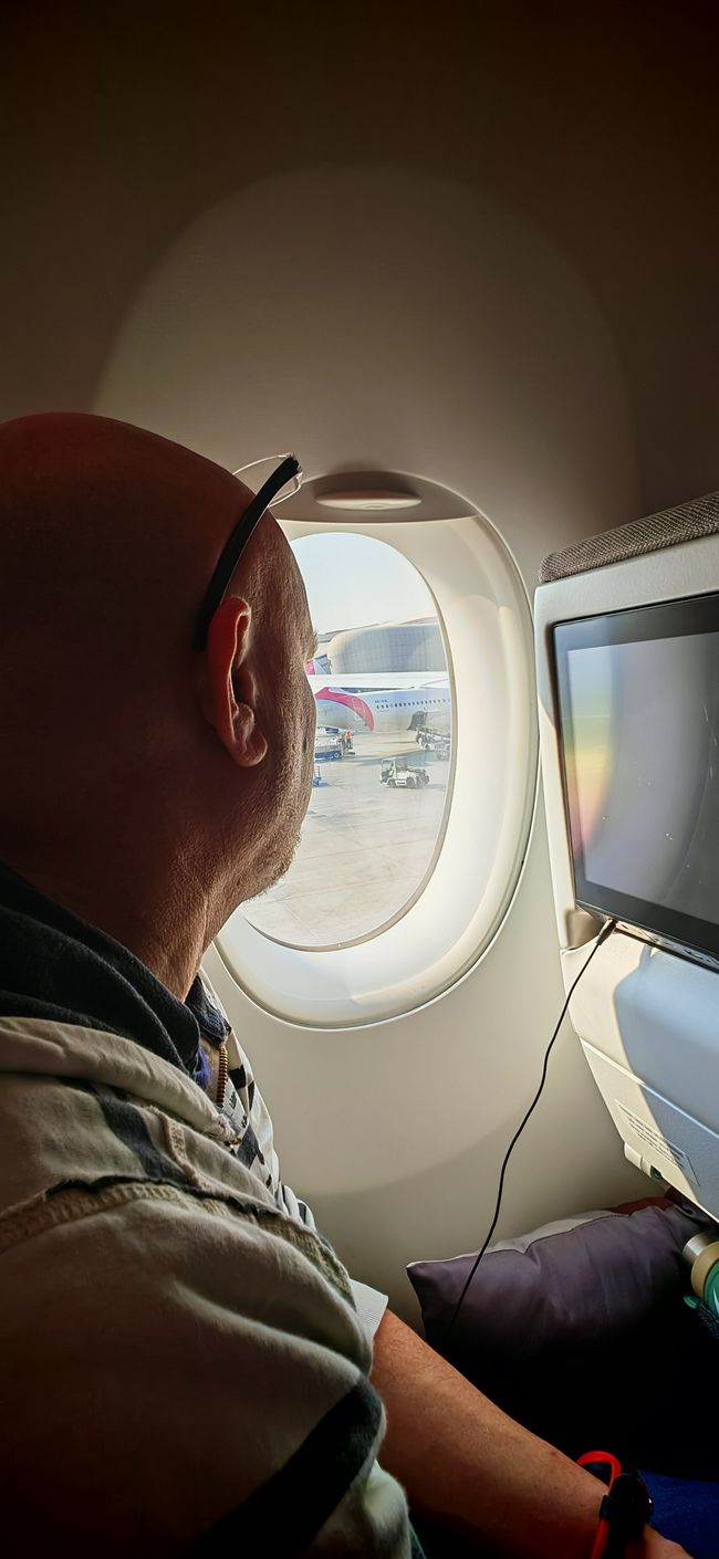 einer ist mindestens happy über den Fensterplatz 