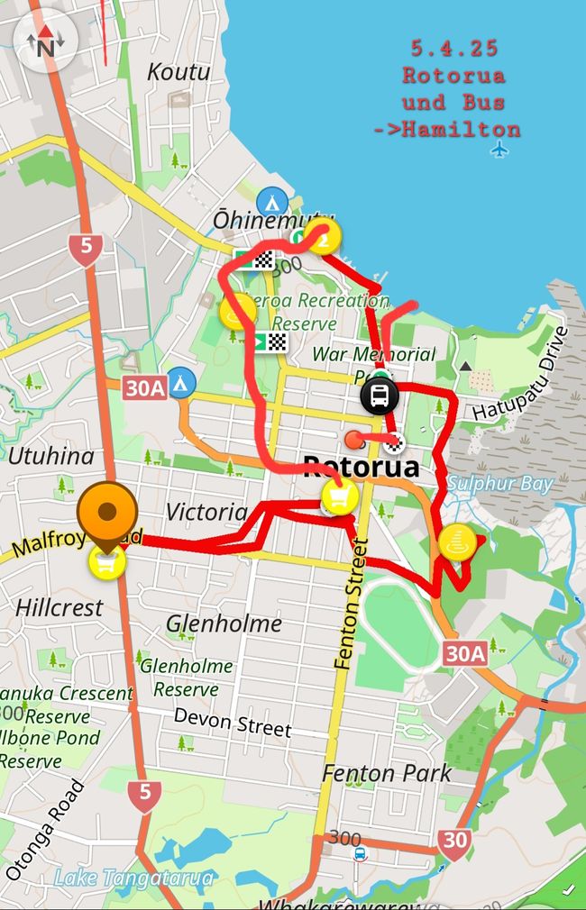 5.4.25 Rotorua und Bus nach Hamilton
