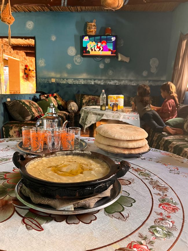 Meanwhile, grandma is baking super delicious bread in the clay oven...