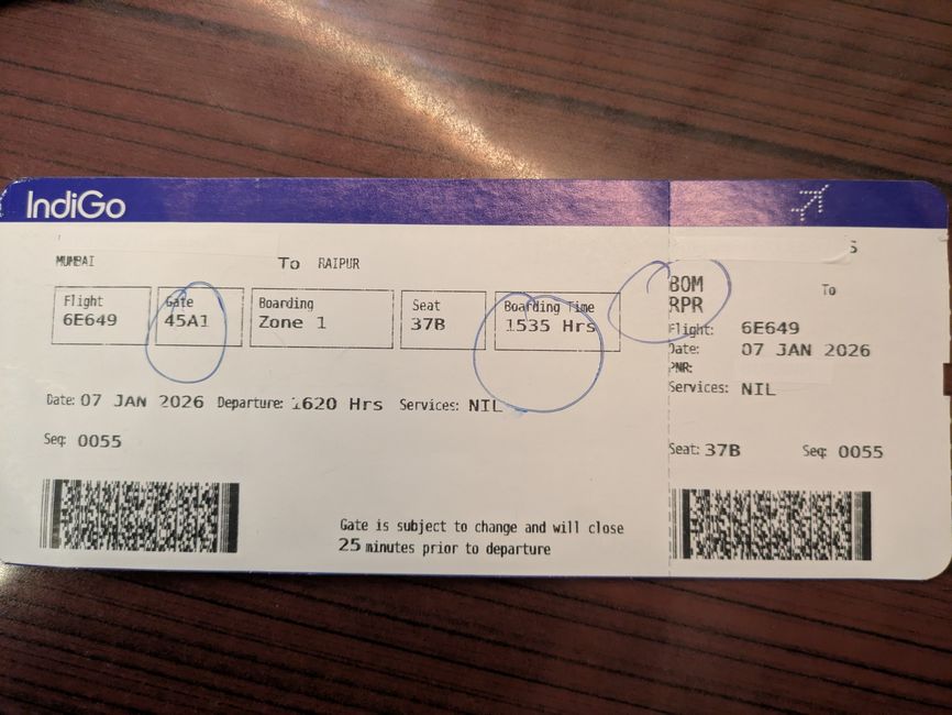 3. Flug & Ziel erreicht: Raipur - Wir treffen heilige Kühe und verabschieden uns von Verkehrsregeln