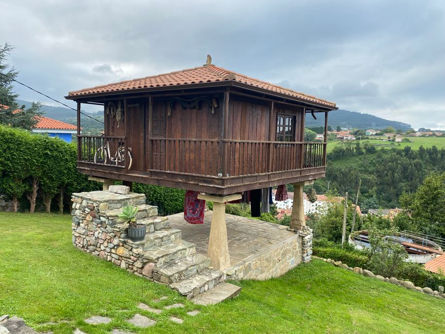 Here's an old Horreo (granary) as a vacation home with a view of the sea