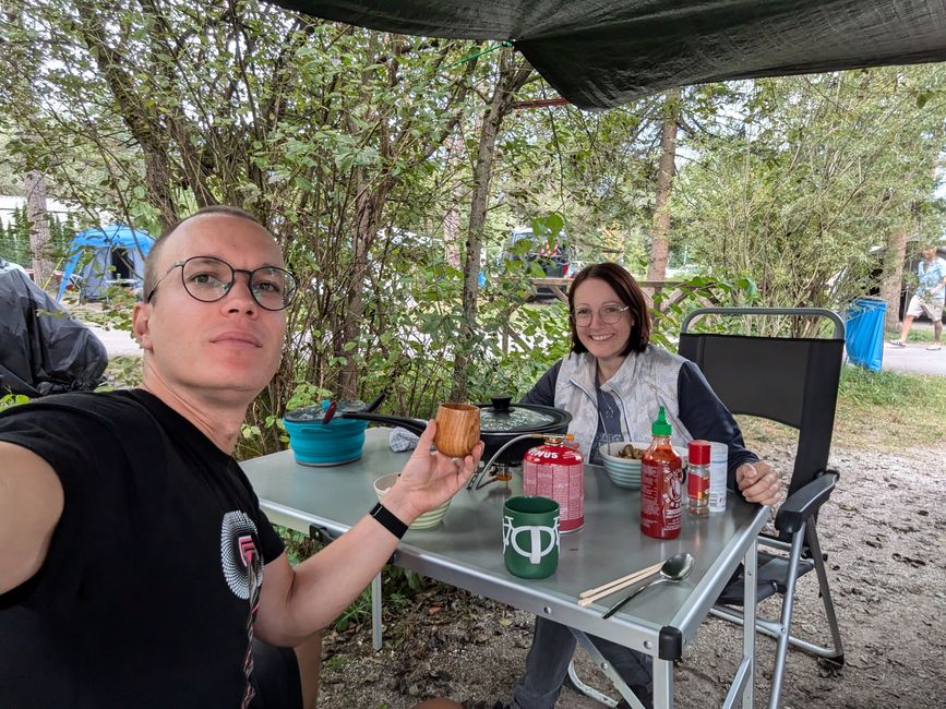 Mittagessen bei Regen