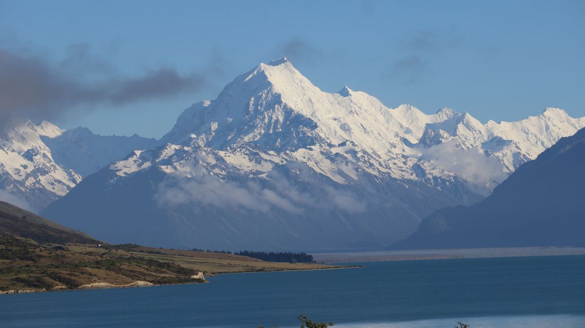 Aoraki / Mount Cook, la plus haute montagne de Nouvelle-Zélande depuis le point de vue de Peter