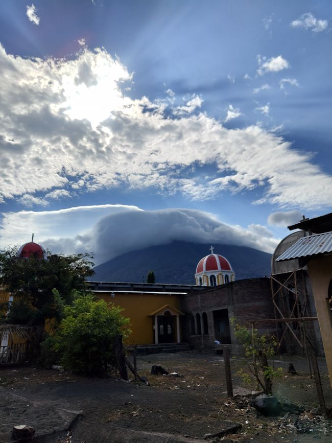 Concepción volcano with clouds